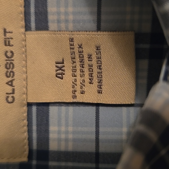 ST. JOHNS BAY MENS BIG & TALL BLUE PLAID LONG SLEEVE FRONT BUTTON SHIRT SIZE 4XL - Picture 14 of 15